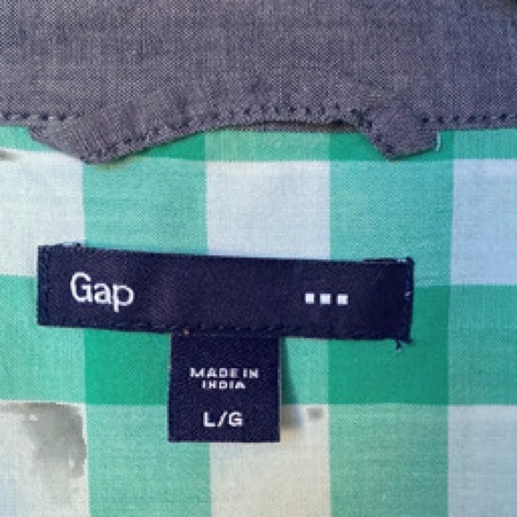 GAP White Green Plaid Gingham Check Long Sleeve Button Up Shirt Size Lar… - Picture 3 of 3